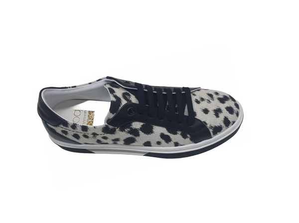 Ether- White/Black Print Leather Trainers Women